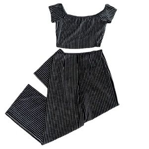 Forever 21 sparkly stripes pants and crop top set. Sz M